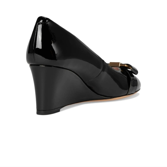 Kate Spade Bowdie Black Patent leather Wedges size 9 - Picture 5 of 7